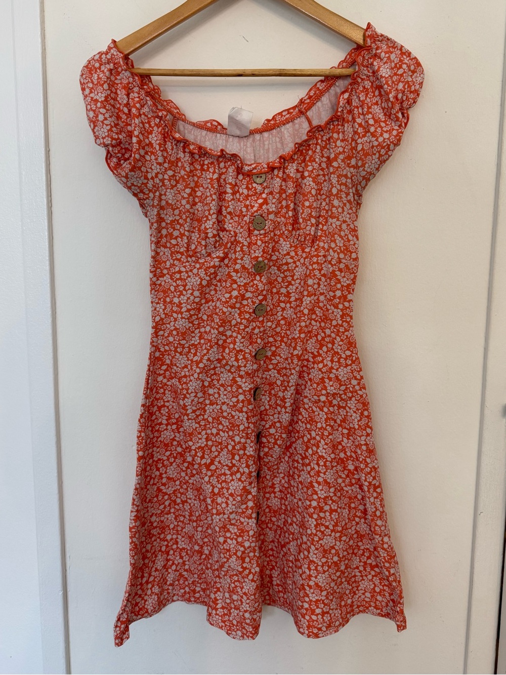 No Boundaries Orange Floral Button-Front Casual Dress